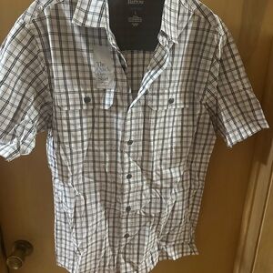 Croft & Barrow Men's White and Blue Plaid Shirt